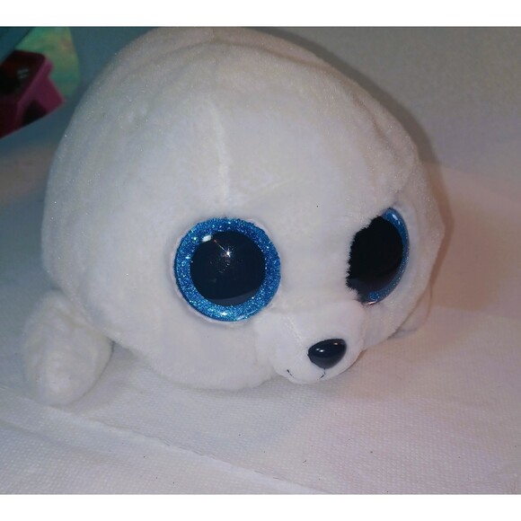 RETIRED  TY beanie Baby Babies Boos Boo's ICY THE SEAL 6 INCH big BLUE eyes - Picture 3 of 8
